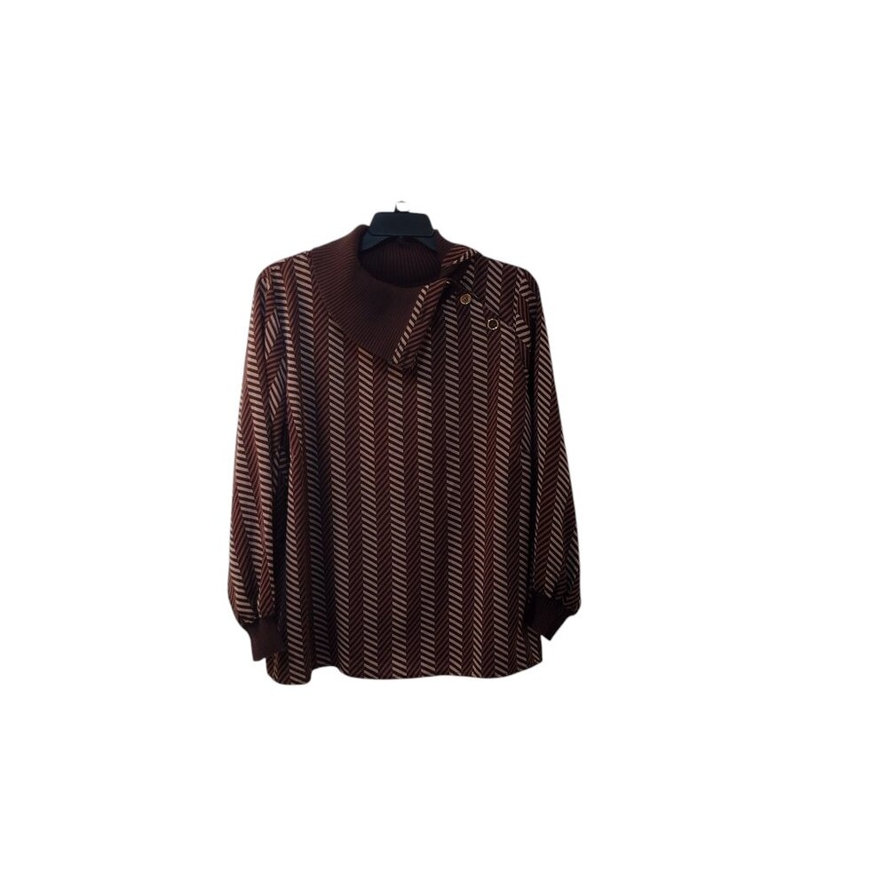 Iman: Long Sleeve Blouse, Size 2X, Brown/Tan